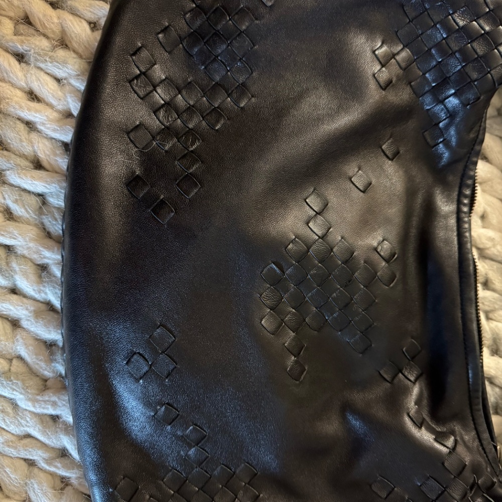 Authentic Bottega Veneta Patchwork Intrecciato Black Hobo Bag